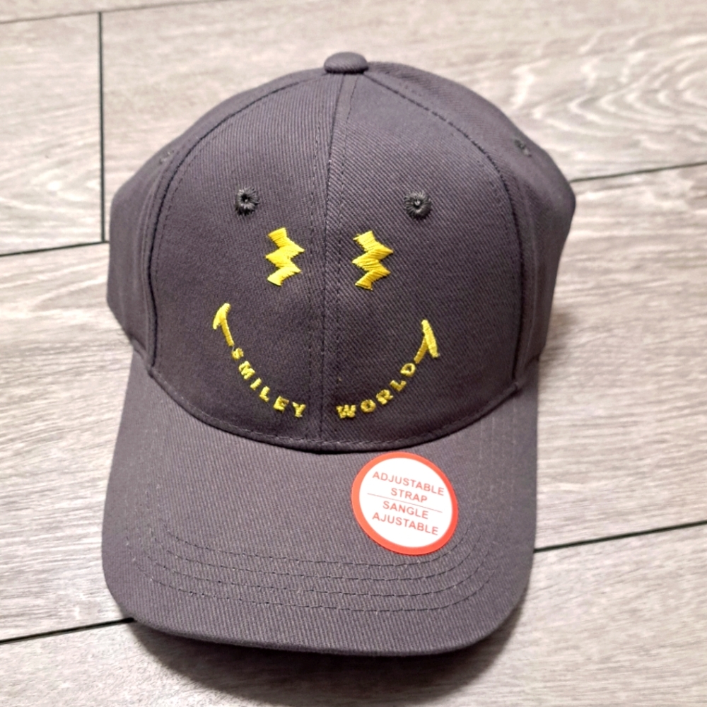 Brand New Gray Smiley World Adjustable Cap